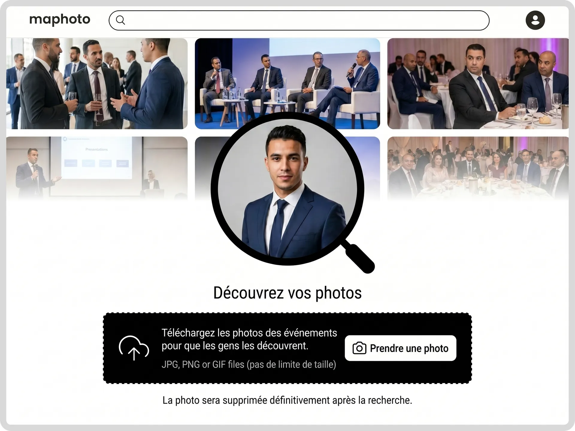 maphoto.ma — Interface de reconnaissance faciale pour événements